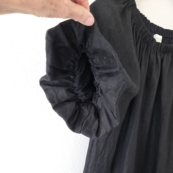 DISSH Black Linen Puffed Short Sleeve Mini Dress size 8 - Picture 10 of 16